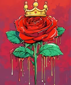 Dripping Red Rose With Crown Diamond Painting