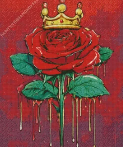 Dripping Red Rose With Crown Diamond Painting