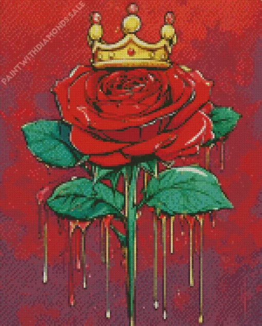 Dripping Red Rose With Crown Diamond Painting