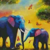 Elephants And Butterflies Diamond Painting