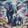 Elephants And Flowers Diamond Painting