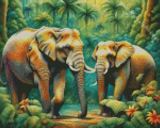 Elephants Art Diamond Painting