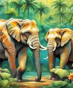 Elephants Art Diamond Painting