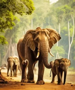 Elephants Family Diamond Painting