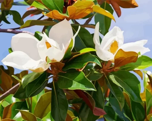 Evergreen Magnolia Flower Diamond Painting