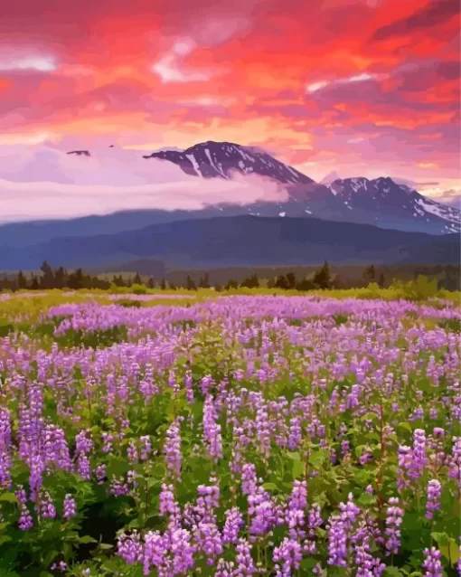 Field Of Lupine Diamond Painting