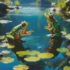 Frogs On Lily Pad Diamond Painting