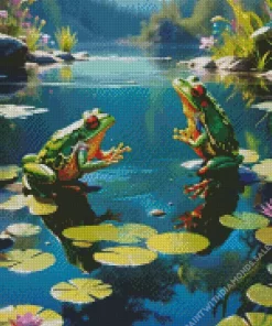 Frogs On Lily Pad Diamond Painting