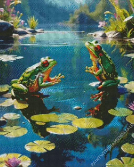 Frogs On Lily Pad Diamond Painting