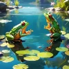 Frogs On Lily Pad Diamond Painting