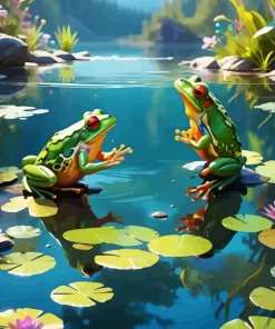 Frogs On Lily Pad Diamond Painting