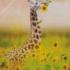 Giraffe And Sunflowers Diamond Painting