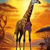 Giraffe At Sunset Diamond Painting