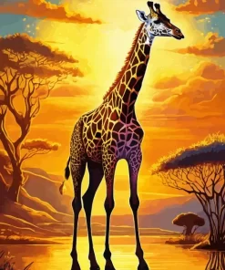 Giraffe At Sunset Diamond Painting