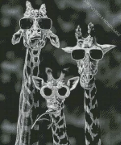 Giraffe Family With Sunglasses Diamond Painting