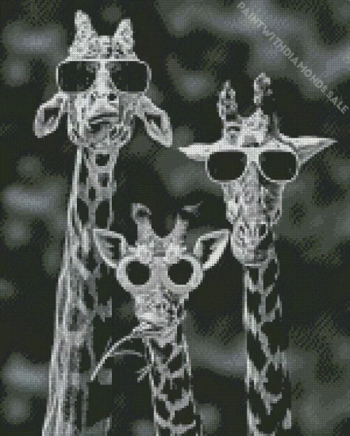 Giraffe Family With Sunglasses Diamond Painting