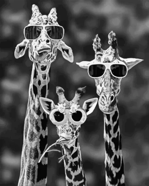 Giraffe Family With Sunglasses Diamond Painting