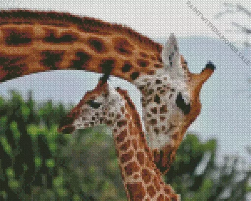 Giraffe Mother And Baby Diamond Painting