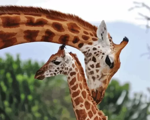 Giraffe Mother And Baby Diamond Painting