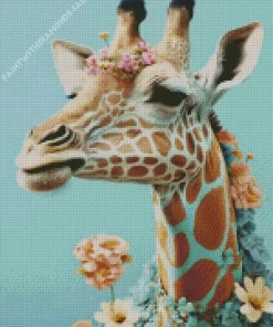 Giraffe With Flowers Diamond Painting