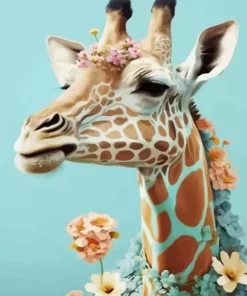 Giraffe With Flowers Diamond Painting