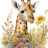 Giraffe With Flowers Art Diamond Painting