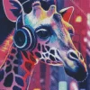 Giraffe With Headphones Diamond Painting