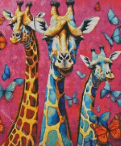 Giraffes And Butterflies Diamond Painting