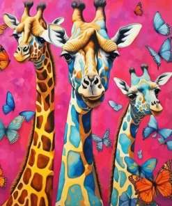 Giraffes And Butterflies Diamond Painting