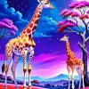 Giraffes At Night Diamond Painting