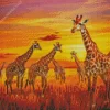 Giraffes At Sunset Diamond Painting