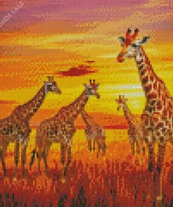 Giraffes At Sunset Diamond Painting