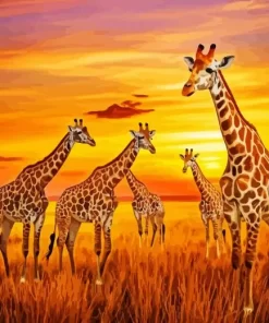 Giraffes At Sunset Diamond Painting