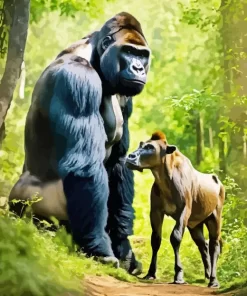 Gorilla And Cow Diamond Painting