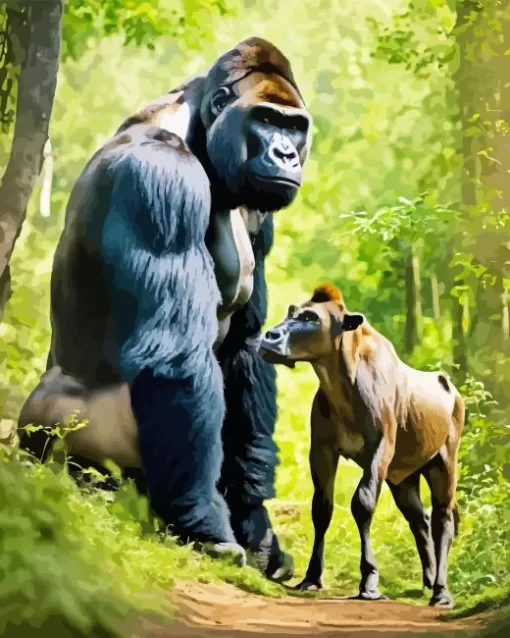 Gorilla And Cow Diamond Painting