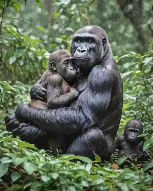 Gorilla Mother And Baby Diamond Painting