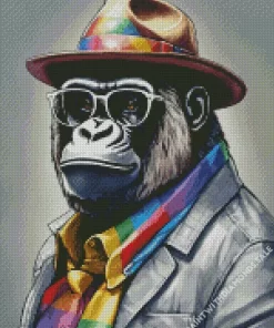 Gorilla With Glasses Diamond Painting