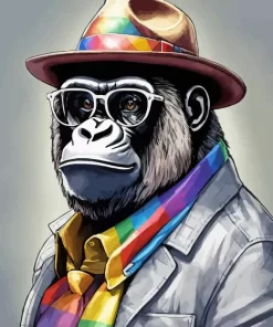 Gorilla With Glasses Diamond Painting