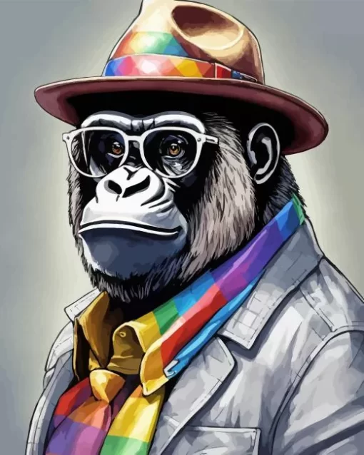 Gorilla With Glasses Diamond Painting