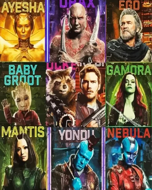 Guardians of the Galaxy Characters Diamond With Numbers