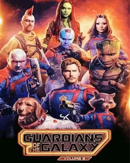 Guardians of the Galaxy Poster Diamond With Numbers