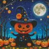 Halloween Pumpkin Wizard Diamond Paintings