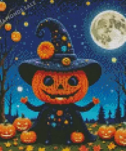 Halloween Pumpkin Wizard Diamond Paintings