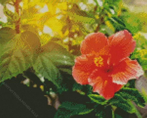 Hibiscus China Rose Plant Diamond Painting