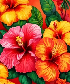 Hibiscus Flowers Art Diamond Painting