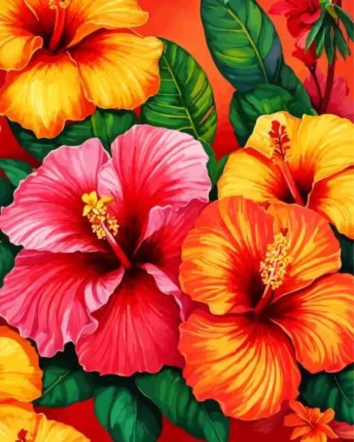 Hibiscus Flowers Art Diamond Painting