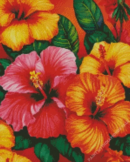 Hibiscus Flowers Art Diamond Painting