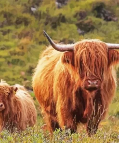 Highland Cow And Calf Diamond Painting