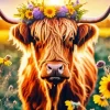 Highland Cow And Flowers Diamond Painting