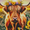 Highland Cow And Flowers Diamond Painting